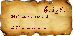 Görcs Árpád névjegykártya
