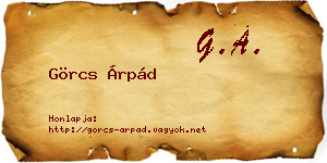Görcs Árpád névjegykártya